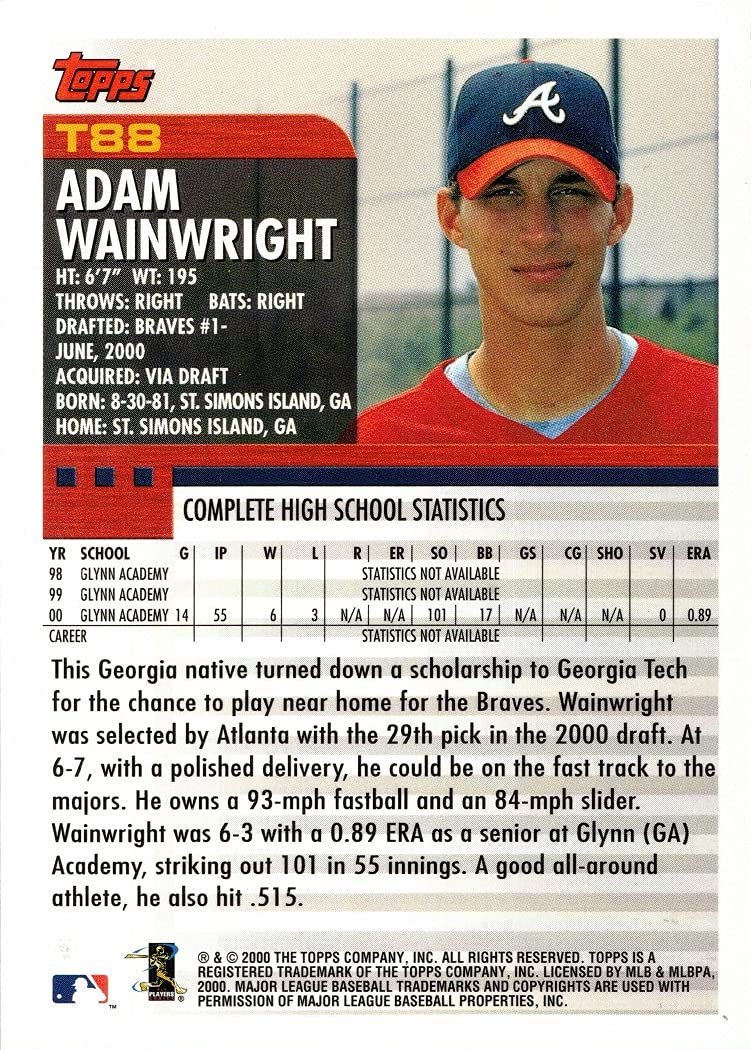 Amazon.com: 2000 Topps Traded #T88 Adam Wainwright Rookie Card